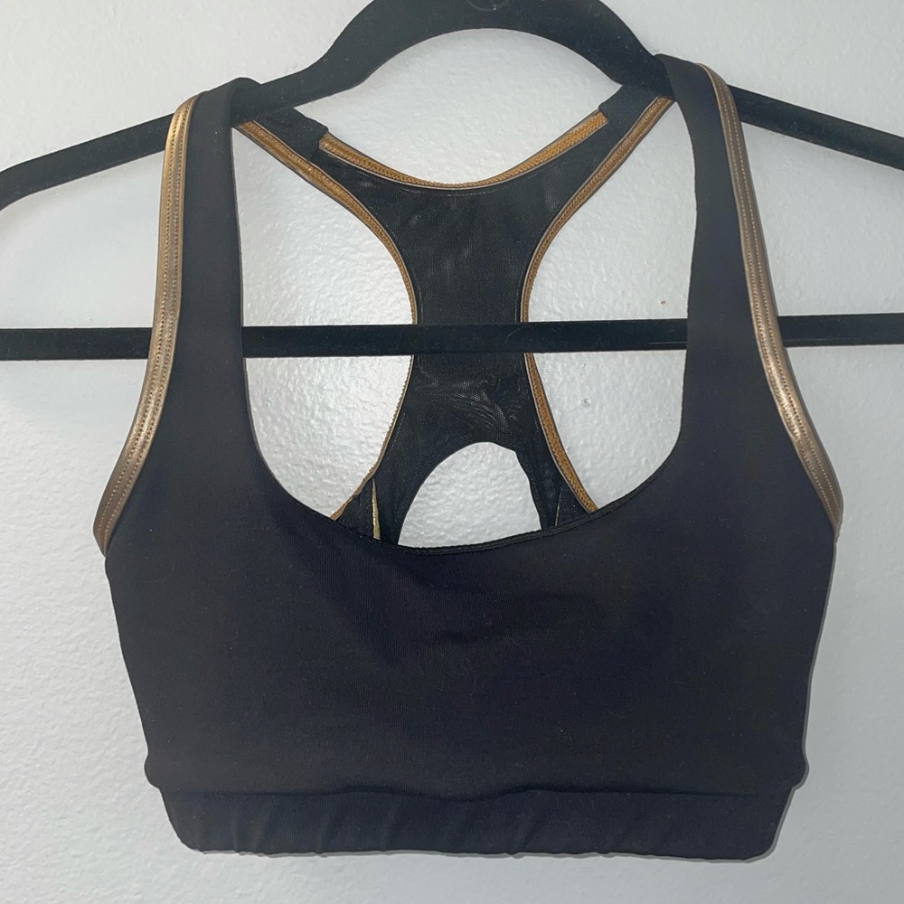 Haute Body Rider gold trimmed sports bra